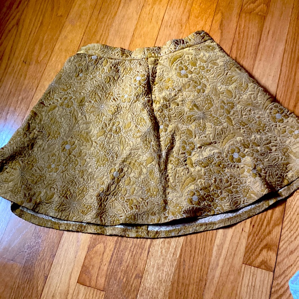Gold Colored Club Monaco Embroidered Skirt